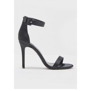 Black Satin Ankle Strap Heels